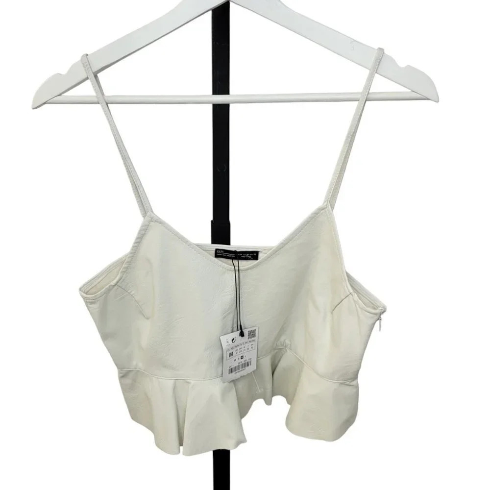 Zara Faux Leather Crop Top Size Medium